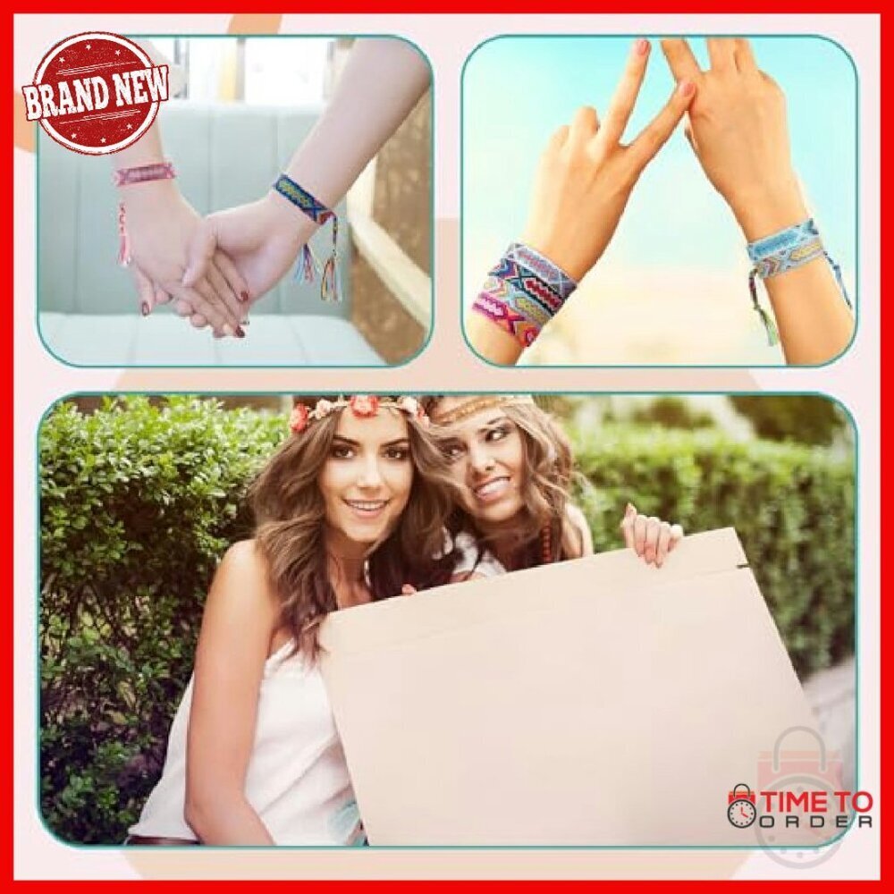 100 Adjustable Woven Friendship Bracelets Set Sliding Knot Closure - Picture 8 of 8